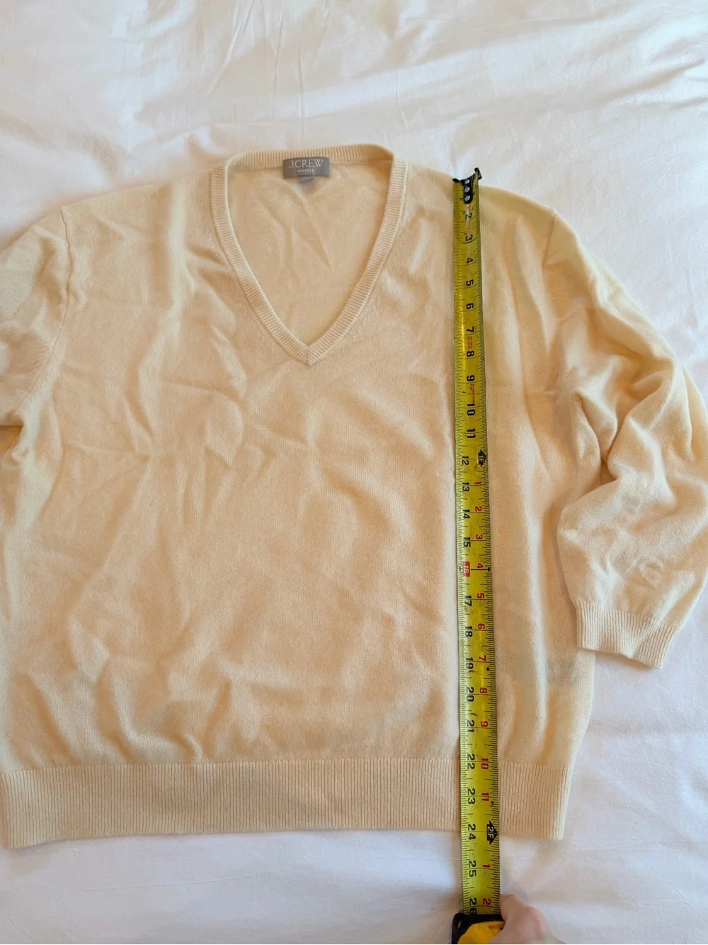 J. Crew Women’s V-Neck Cashmere Sweater in Light Beige
